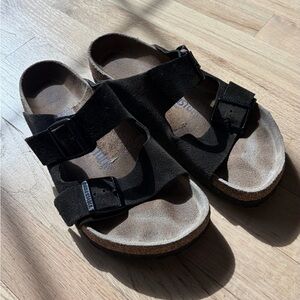Birkenstock Arizona Black Suede Sandals size 38 (soft footbed)